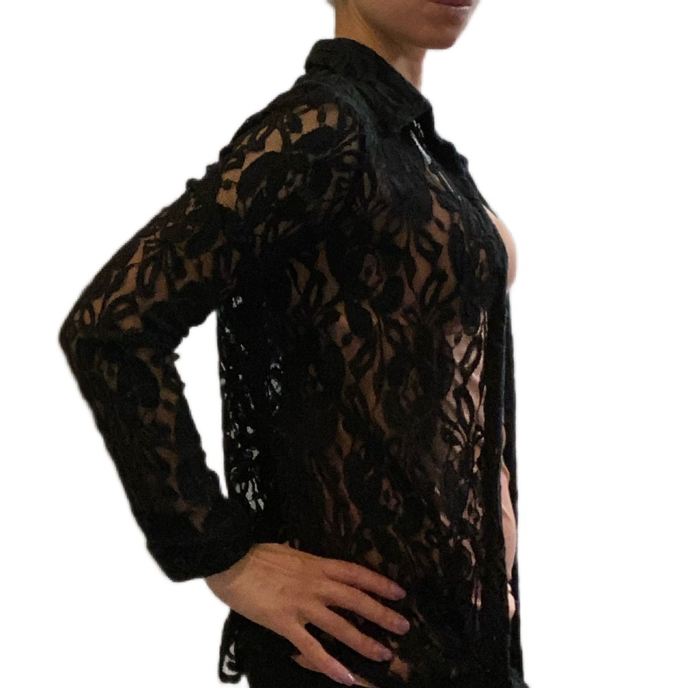 Black lace Button Up Shirt